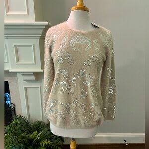 New Afani Sequined Light Beige Incredibly Soft Sweater